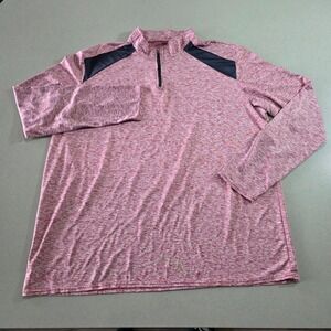 Real Essentials Mens XL Quarter Zip Pullover Red Space Dye Heather Activewear